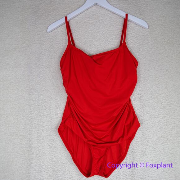 New! Ann Cole‎ orange red swimsuit one piece women size 12